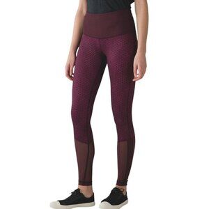 Lululemon Sweaty Endeavor Tight Star Pixel Raspberry Bordeaux Drama, Luon, Sz 8